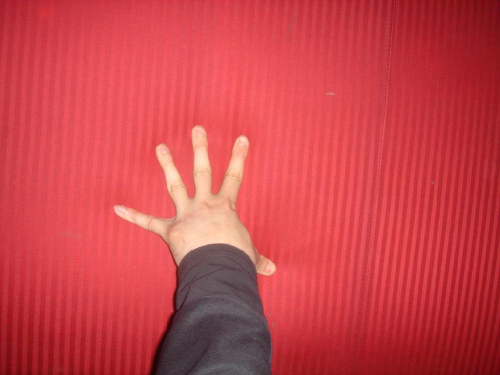 my hand on the padded wall
